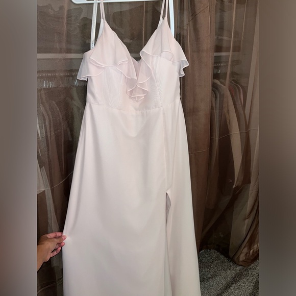 Azazie Natalia Blushing Pink A-Line Chiffon Dress - Picture 7 of 15